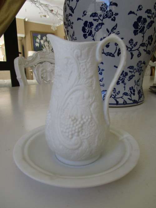 - Portmeirion Parian Ewer & Saucer - England