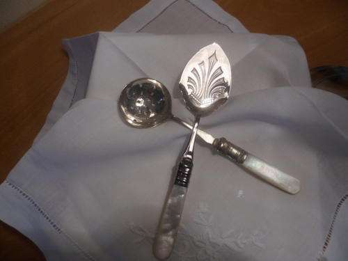 Pair of Pearl-Handled epns Spoons