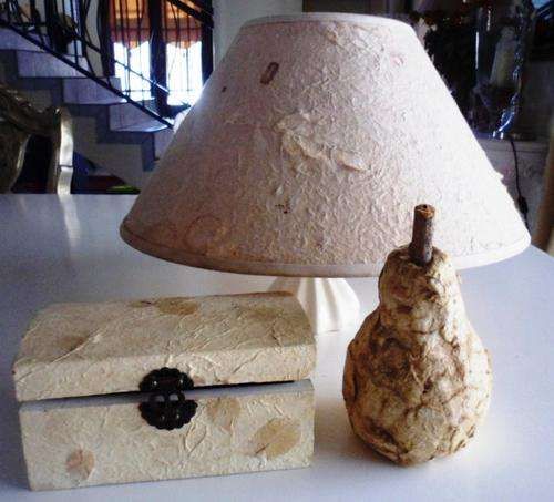 Vintage 'Leaf Relief' Lampshade, Trinket Box & Pear -  A decor Trio