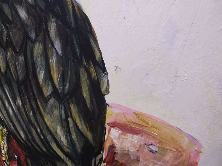 A BEAUTIFULLY PAINTED BIG ORIGINAL OIL ON BOARD OF AN EAGLE SIGNED BY THE ARTIST ...WESSIE ...WOW !!
