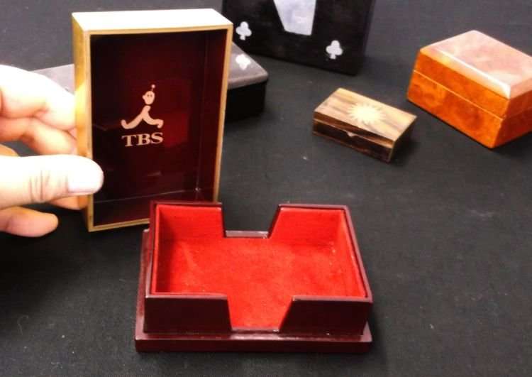 A COOL COLLECTION OF 6 VINTAGE AND INTERESTING TRINKET , CIGARETTE AND CARD BOXES ...NICE !!