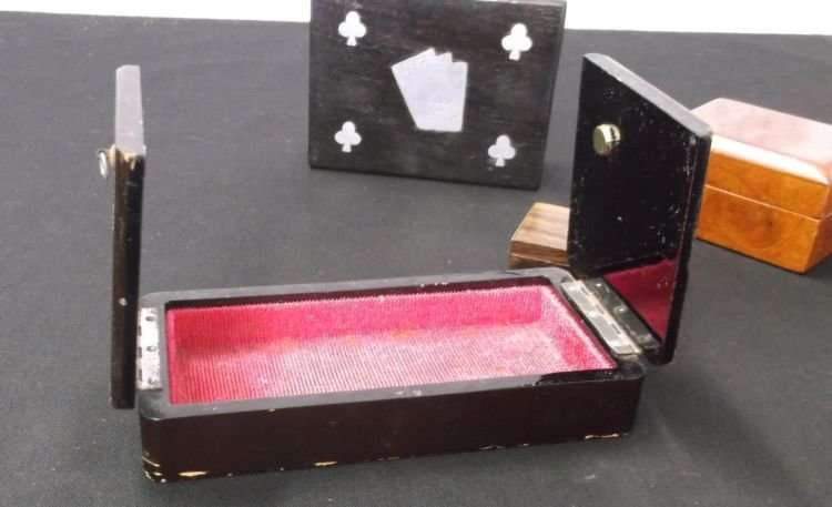 A COOL COLLECTION OF 6 VINTAGE AND INTERESTING TRINKET , CIGARETTE AND CARD BOXES ...NICE !!
