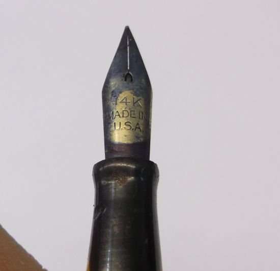 A RARE VINTAGE FOUNTAIN PEN BY SERVALL USA WITH 14 CARAT GOLD NIB ....COOL !!!