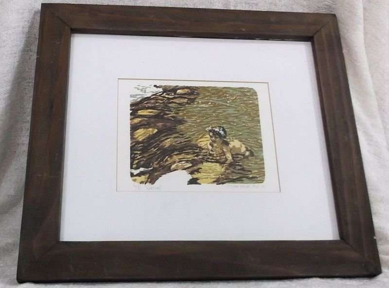RARE FIND !! A LIMITED EDITION NUMBERED AND SIGNED WOODCUT PRINT BY FAMOUS SA ARTIST JOSHUA MILES