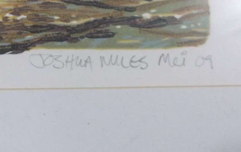 RARE FIND !! A LIMITED EDITION NUMBERED AND SIGNED WOODCUT PRINT BY FAMOUS SA ARTIST JOSHUA MILES
