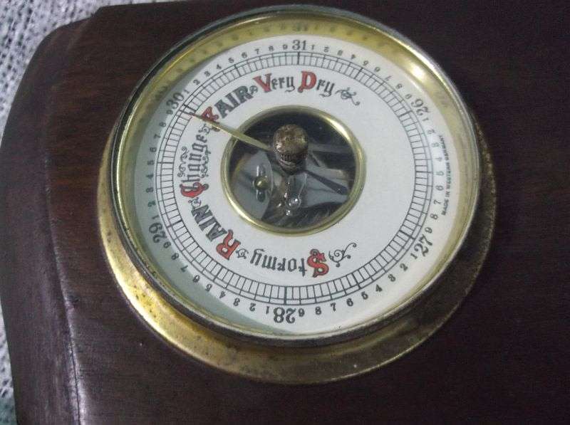 WOW !!TWO VINTAGE BAROMETERS MADE IN WESTERN GERMANY ...ONE WITH THERMOMETER...BID FOR BOTH !!!