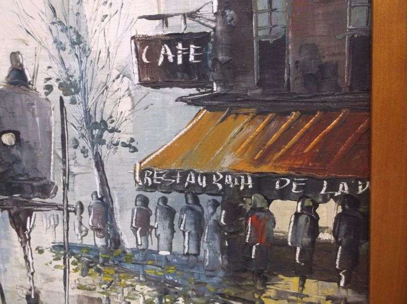 A LOVELY VINTAGE ORIGINAL OIL ON BOARD PARISIAN SCENE SIGNED BY THE ARTIST ...SOOO FRENCH !!