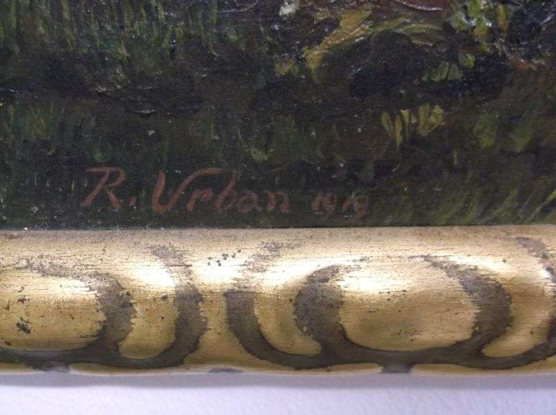 A PRICELESS ORIGINAL OIL ON CANVAS COUNTRY SIDE PAINTING DATED 1919 SIGNED R URBAN...WOW IS THE WORD