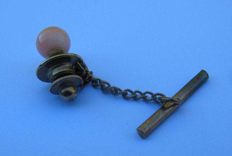 PINK STONE ORB TIE TACK