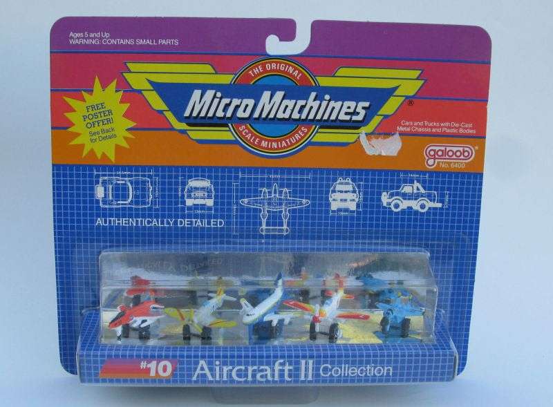 AN ORIGINAL SEALED 1988 PACK OF 5 AIRCRAFT SCALE MINIATURES BY MICRO MACHINES "GALOOB"..RARE FIND !!