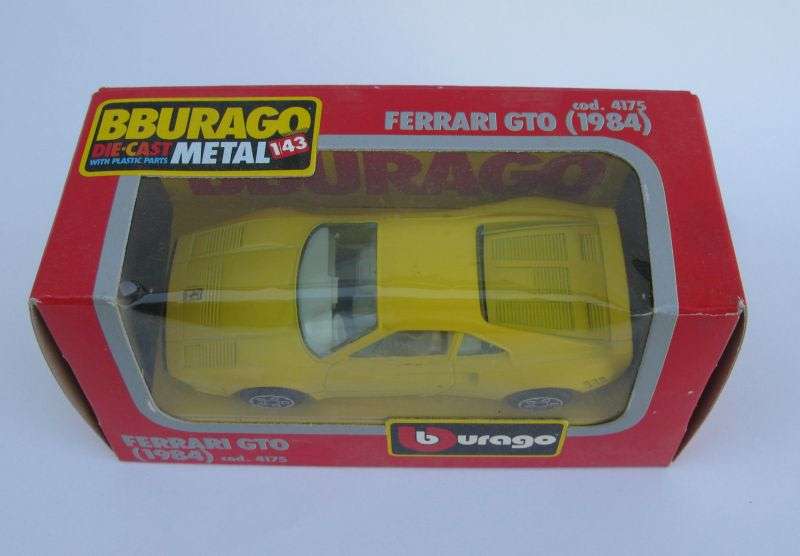 WICKED !! A 1:43 SCALE DIE CAST METAL MODEL OF THE 1984 FERRARI GTO BY BURAGO...EXCELLENT FIND !!
