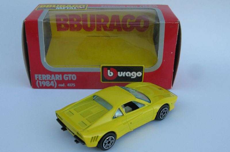WICKED !! A 1:43 SCALE DIE CAST METAL MODEL OF THE 1984 FERRARI GTO BY BURAGO...EXCELLENT FIND !!
