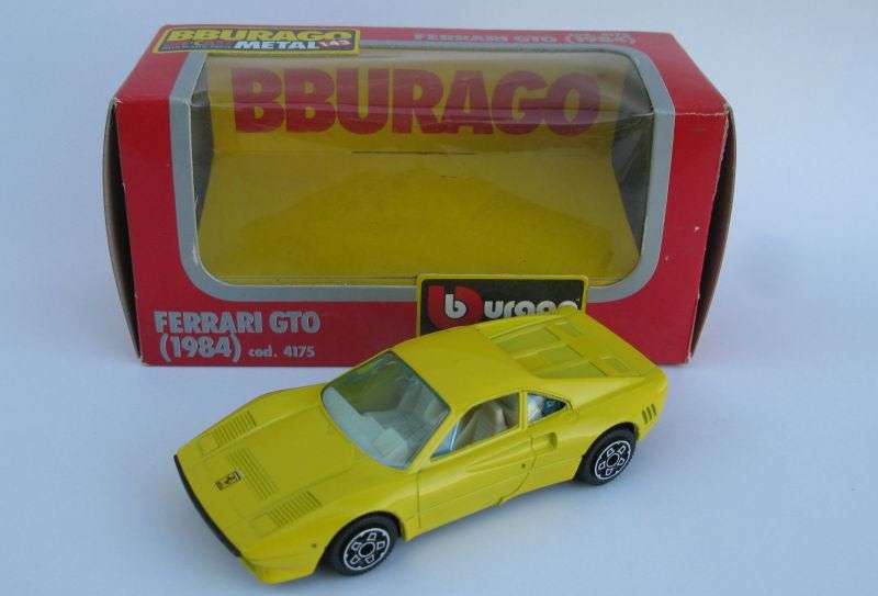 WICKED !! A 1:43 SCALE DIE CAST METAL MODEL OF THE 1984 FERRARI GTO BY BURAGO...EXCELLENT FIND !!