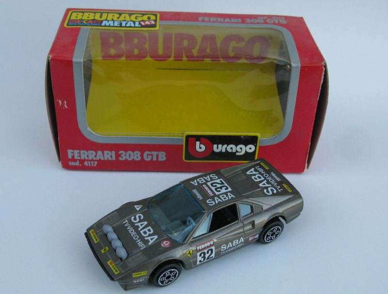 A STUNNING 1:43 SCALE DIE CAST METAL MODEL OF THE FERRARI 308 GTB BY BURAGO ITALY...BOXED !!!