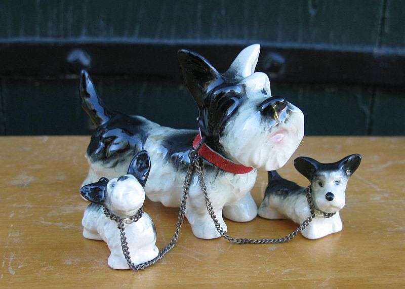 AN ABSOLUTELY ADORABLE ""SCHNAUZER FAMILY"" BY GOEBEL WEST GERMANY MADE 1957 - 1963....RARE FIND !!!