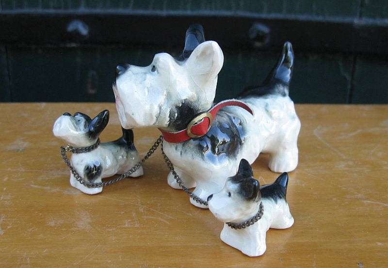 AN ABSOLUTELY ADORABLE ""SCHNAUZER FAMILY"" BY GOEBEL WEST GERMANY MADE 1957 - 1963....RARE FIND !!!