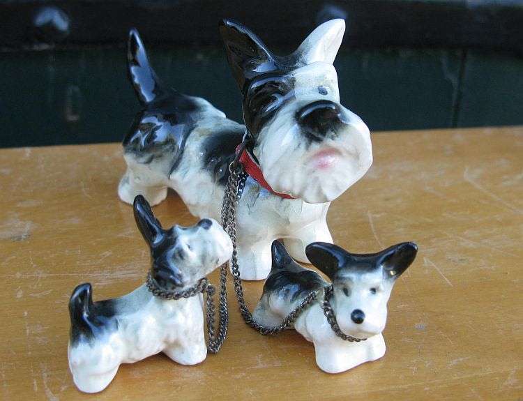 AN ABSOLUTELY ADORABLE ""SCHNAUZER FAMILY"" BY GOEBEL WEST GERMANY MADE 1957 - 1963....RARE FIND !!!