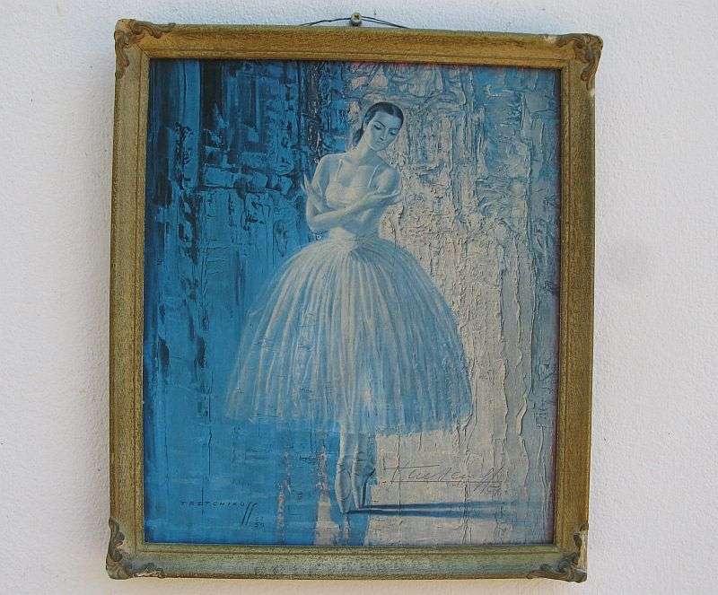 A STUNNING RARE HAND SIGNED TRETCHIKOFF PRINT " BALLET DANCER " IN A VINTAGE FRAME ...WOW !!