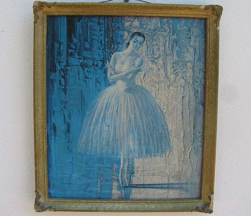 A STUNNING RARE HAND SIGNED TRETCHIKOFF PRINT " BALLET DANCER " IN A VINTAGE FRAME ...WOW !!