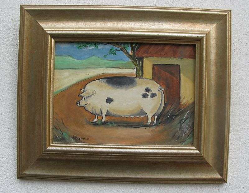 A CHARACTERFUL ORIGINAL ACRYLIC / OIL PAINTING BY SOUTH AFRICAN ARTIST HANNES BORMAN !! LOVE IT !!
