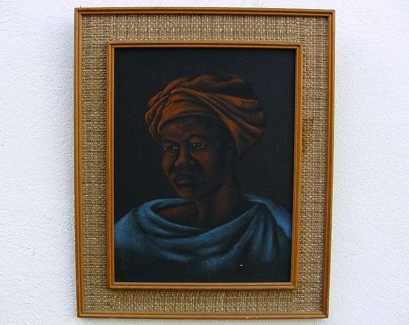 A BRILLIANTLY EXECUTED ORIGINAL PAINTING OF AN AFRICAN WOMAN SIGNED R.R MATSHABA !! WOW !!