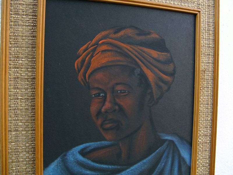 A BRILLIANTLY EXECUTED ORIGINAL PAINTING OF AN AFRICAN WOMAN SIGNED R.R MATSHABA !! WOW !!