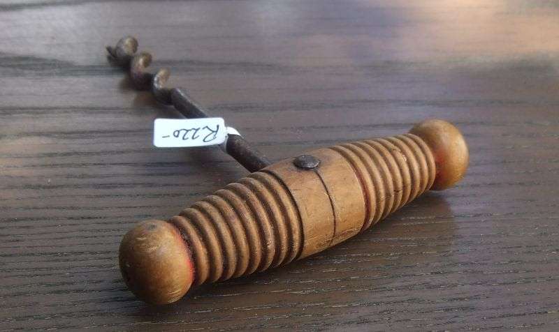 SO RARE !! AN ABSOLUTELY COOL VINTAGE TURNED WOOD HANDLE CORKSCREW....EARLY 1900`S