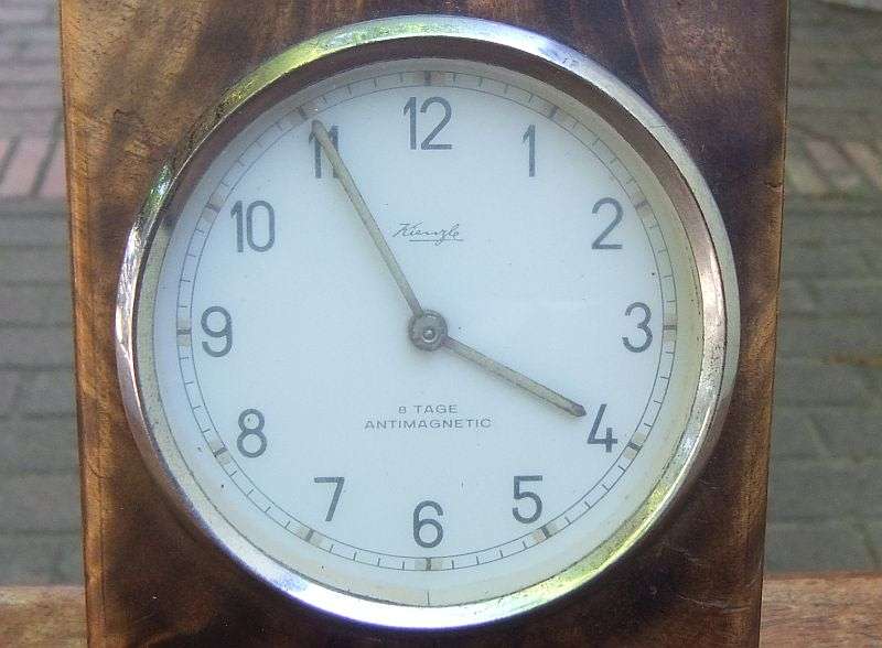 AN UNUSUAL SOLID WOOD VINTAGE GERMAN MADE KIENZLE DESK OR MANTEL CLOCK ...TICKS AND STOPS...REPEAT
