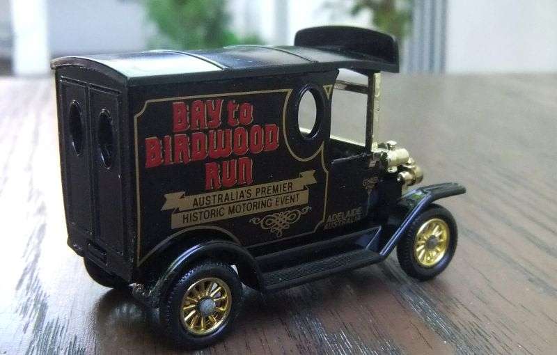 A VINTAGE DIE CAST METAL MODEL BY LLEDO ADVERTISING THE "BAY TO BIRDWOOD RUN" - MOTORING EVENT !!