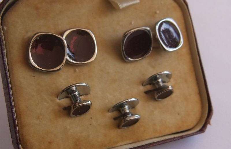 SALE !! LOW LOW R50 START - FREE COMBINING - ART DECO GENTS CUFFLINKS DRESS SET