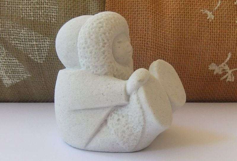 A VINTAGE ESKIMO FIGURE BY MARBELL STONE ART OF BELGIUM - DISCONTINUED PIECE !!