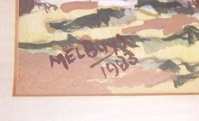 An original vintage watercolour painting by SA artist Mel Buys dated 1983