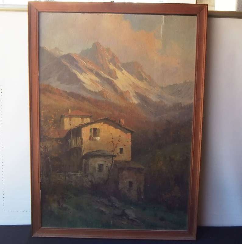 An old original oil on board painting by Italian artist Ercole Magrotti ( 1890 - 1958 )