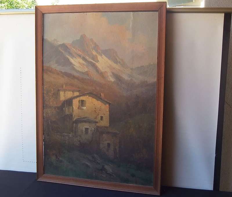 An old original oil on board painting by Italian artist Ercole Magrotti ( 1890 - 1958 )