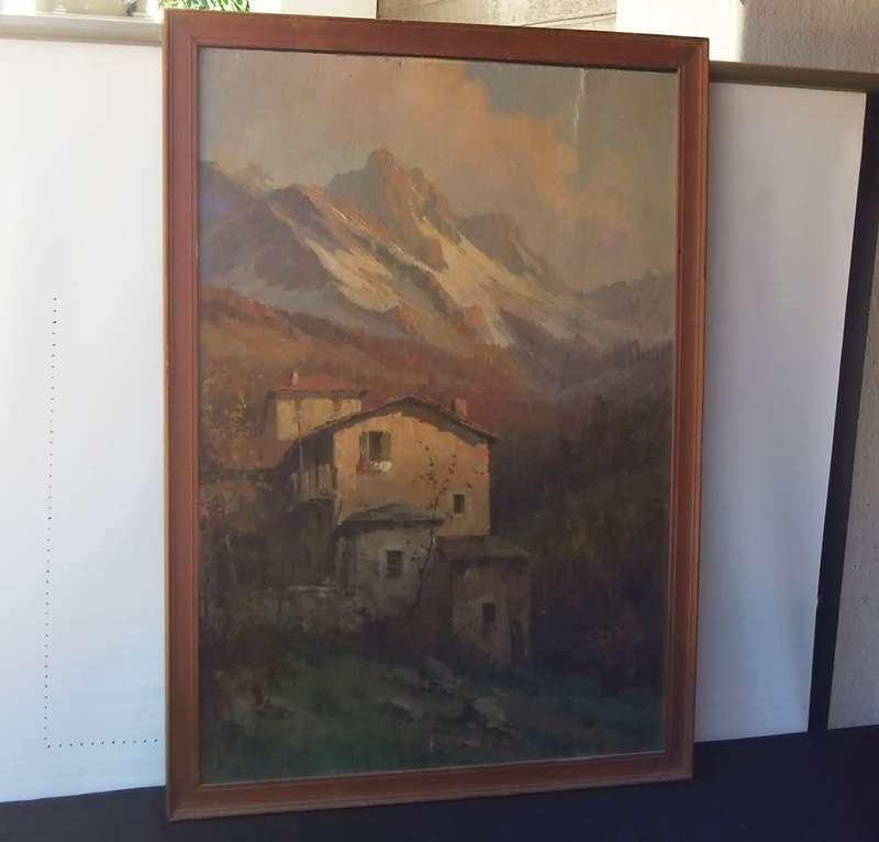 An old original oil on board painting by Italian artist Ercole Magrotti ( 1890 - 1958 )