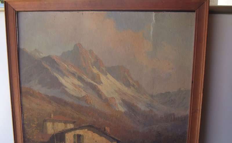 An old original oil on board painting by Italian artist Ercole Magrotti ( 1890 - 1958 )