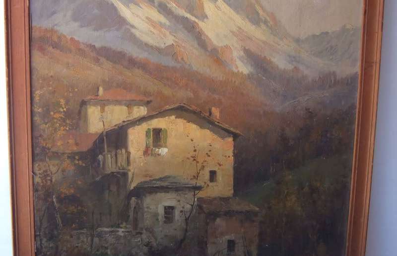 An old original oil on board painting by Italian artist Ercole Magrotti ( 1890 - 1958 )