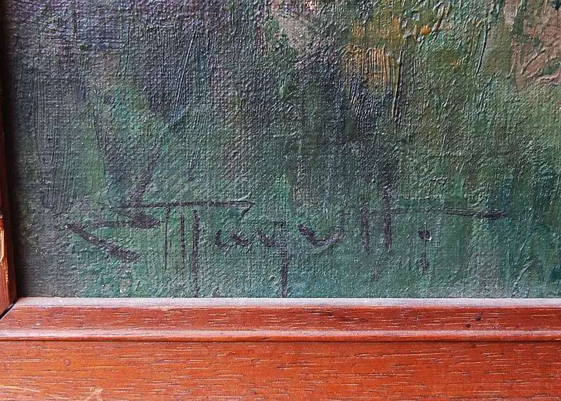 An old original oil on board painting by Italian artist Ercole Magrotti ( 1890 - 1958 )