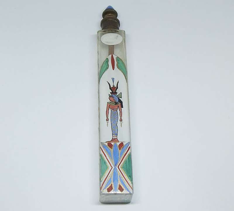 A super rare hand painted antique perfume bottle by Ahmed Soliman - Circa 1920`s