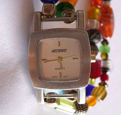 LADIES BEADED STRAP WATCH BY NELSONIC - WORKING - MUST SEE