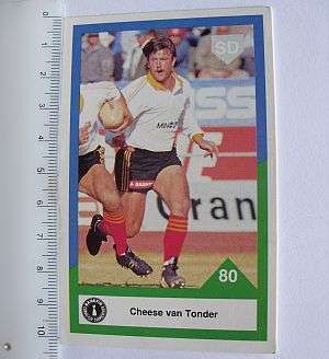 1992 RUGBY CARD - CHEESE VAN TONDER