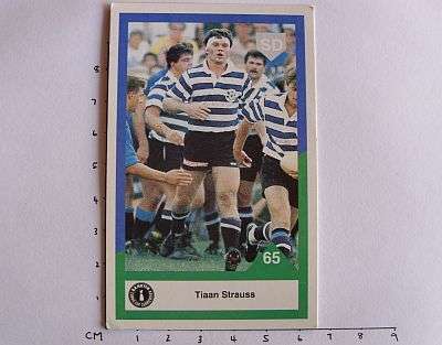 1992 RUGBY CARD - TIAAN STRAUSS