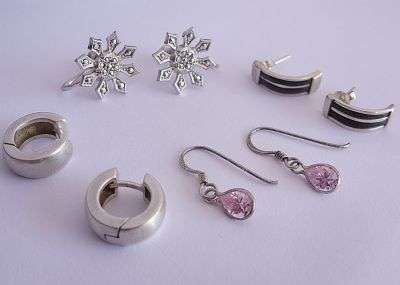 4 COOL PAIRS OF STERLING SILVER EARRINGS