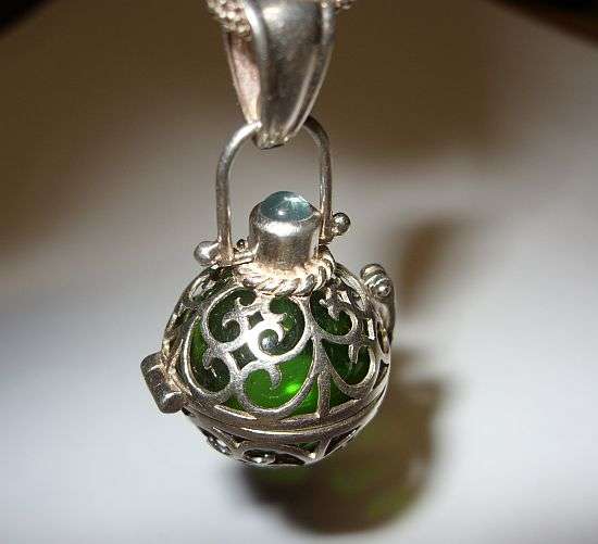 SO COOL !!! A STERLING SILVER NECKLACE WITH A MYSTIC BALL PENDANT !!!! CHECK IT OUT !!