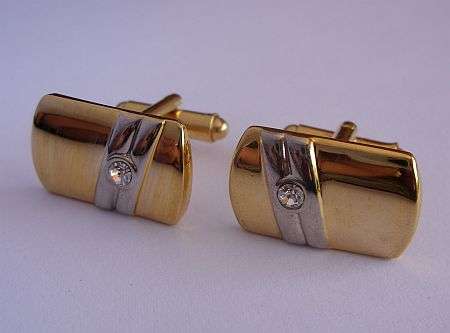 VINTAGE CUFFLINKS - GOLD PLATE - DIAMANTE