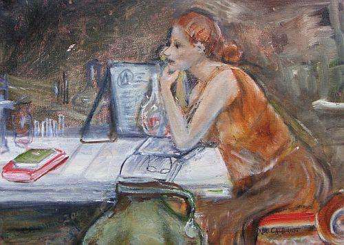 AN ORIGINAL OIL ON CANVAS BY NELL CALBURN - PONDERING
