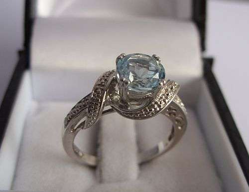 PERFECTO !!! A SENSATIONAL STERLING SILVER RING SET WITH A FACETED AQUAMARINE !!! LOVE IT !!!