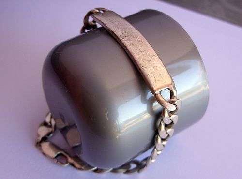 A VERY SOLID STERLING SILVER SIGNET BRACELET !!! COOL FOR HIM OR HER !!!