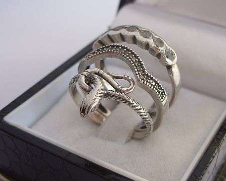 THREE SUPERB SOLID STERLING SILVER RINGS !!! FROM THE UNUSUAL TO THE CLASSY !!! ONE BID TAKES ALL !!