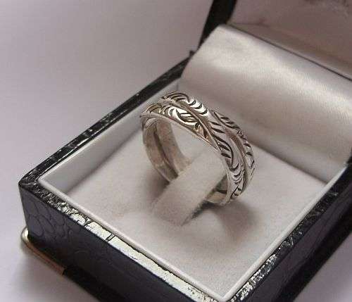 A SPLENDID STERLING SILVER RUSSIAN WEDDING RING - THREE IN ONE !!!! SUPER COOL !!!!